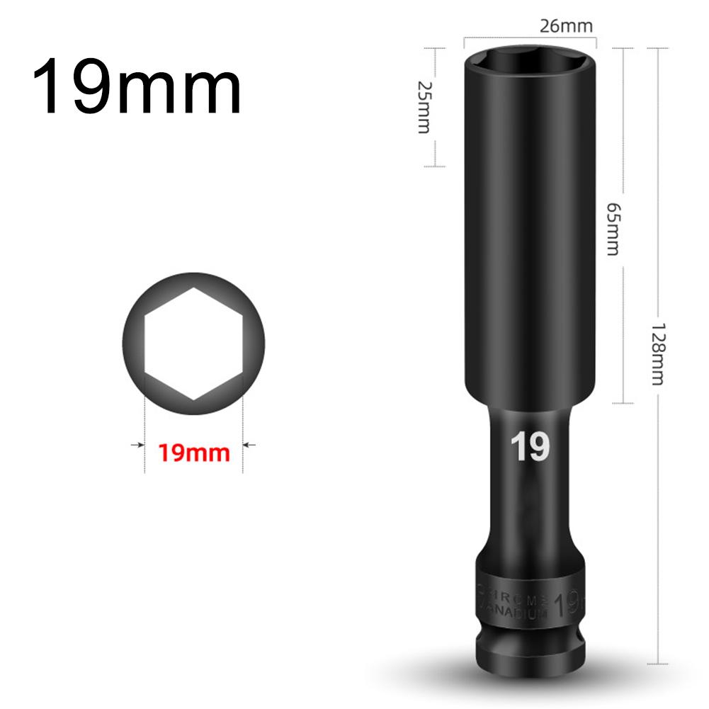 1pc 1/2in Drive Socket Wrench Hex Socket Head 8mm-24mm Adapter Spanner Converter Drive Drill Socket 128mm For Pneumatic Air Tool