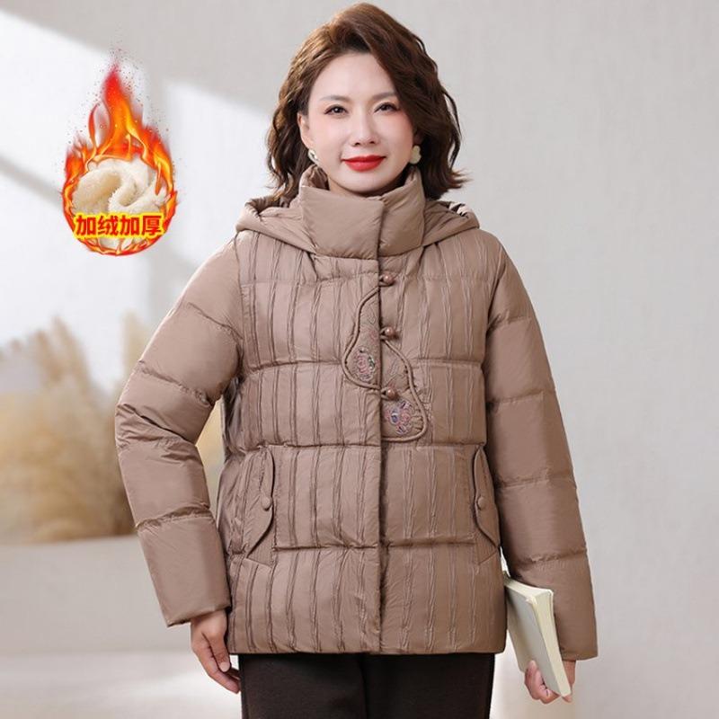 

Мать вниз хлопковая куртка зимняя для женщины среднего возраста осень и зима вышитая куртка пожилая бабушка хлопковая куртка 5XL [recommended 150-80kg] хаки