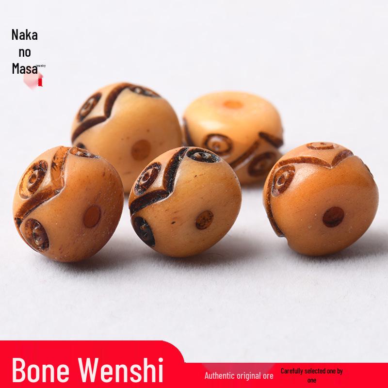 Тибетский буддийский браслет из бусин-цилиндров из кости яка - Настоящие бусины с мантрами для DIY