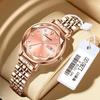 Origineel Dames Stalen Band Horloge met Vlinder Sluiting, Dubbele Datum, Lichtgevend, Waterdicht, Elegante Nieuwe Stijl.