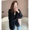 Puff Sleeve Knit Cardigan Loose Short Jacket, Spring Winter Lazy Style