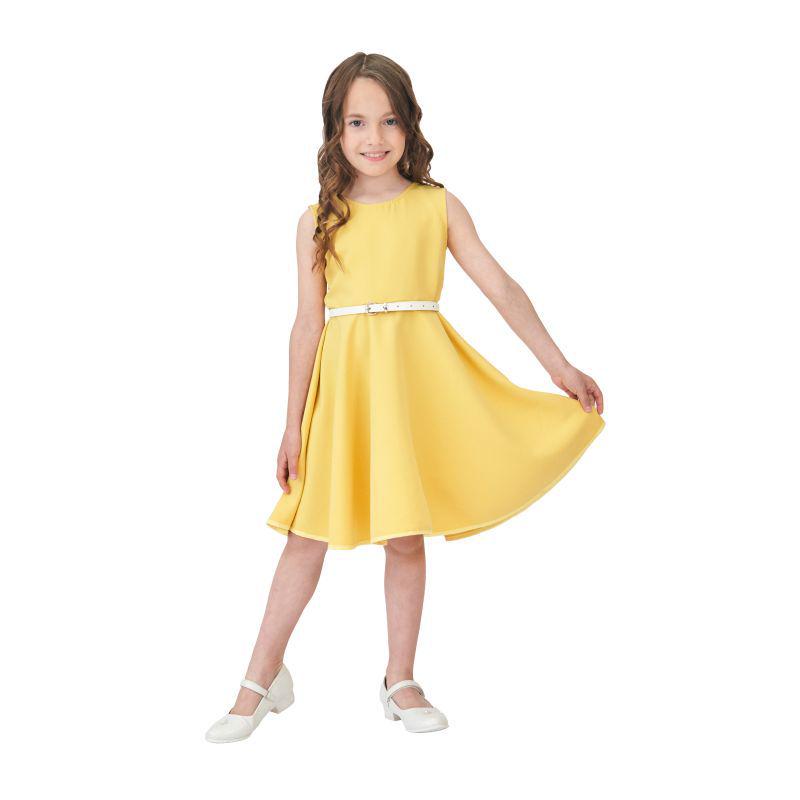 Girls' Sleeveless A-line Belted Dress - 7 Colors Available