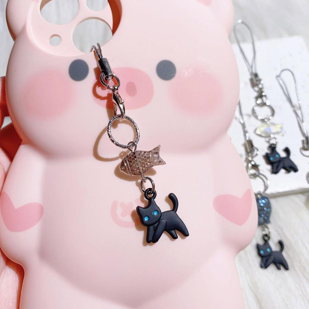 Multifuntional Keychain Travel Friendly Cat Phone Lanyard Acrylic Alloy Texture Phone Accessory for Everyday Carry
