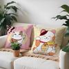 Rich Luck Money Cat Pillow Case Living Room Sofa Decorative Cushion Cover Simple Household Light Luxury Printed Pillow