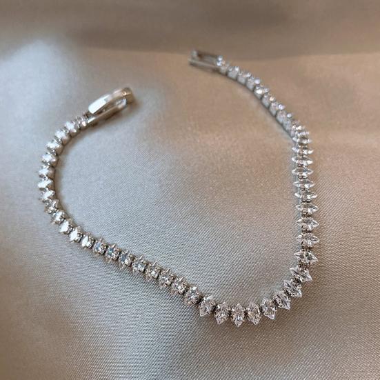 Zirconia Cubic Bracelet for Women Tear Drop Shaped Rhinestone Bracelet Wedding Bridal Jewelry for Anniversary Birthday Valentine's Day
