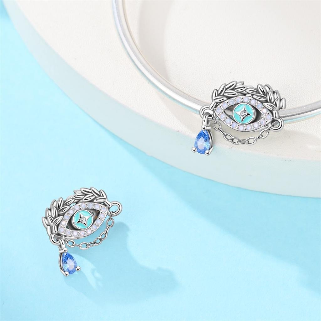 Fashion Guardian's Hand Demon's Eye Charm Charm Charm Beads DIY Jewelry Bracelet Accessories Women's 925 Silver