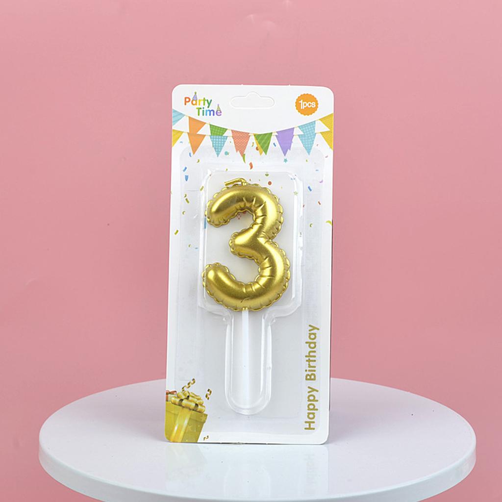 Alles Gute zum Geburtstag Kuchen Dekoriert mit Goldenen Digitalen Kerzen Zartem 3D Ballon für Kinder 0-9 Zahlenkerzen Partydekoration