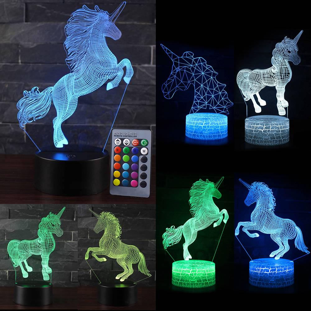 Luce Notturna 3D Cavallo Per Bambini - 16 Colori, Telecomando, Touch