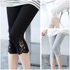 Leggings Capri Pantalons Skinny Mi-Mollet Courts Femme Dentelle Creux