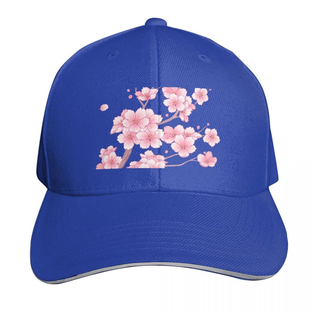 Falling Pink Sakura Cherry Blossom Branches On White Baseball Cap Hat Unisex Luxury Hat Unisex Derby Hat Hats Women Unisexs