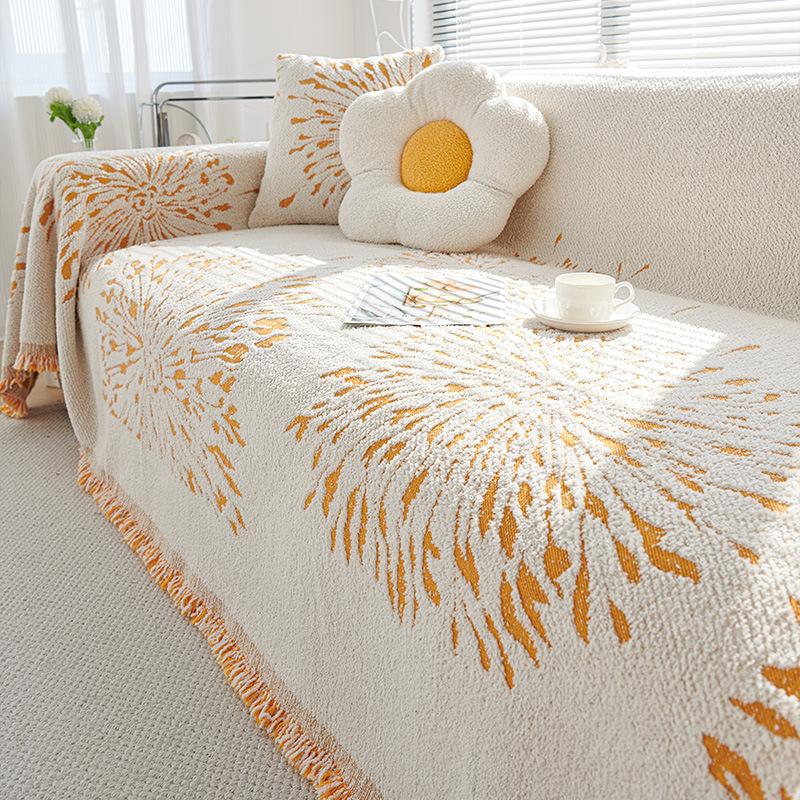 -Velvet Sofa Towel Cover, 1, 2, 3, 4 Seats, Soft, Thick, Couch Throw Blanket, One Piece, Armchair Protector, Plant Pattern