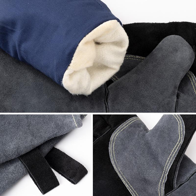 BBQ Gloves Camping and Picnic Leather Heat Insulation High Temperature Resistant Fire Line Long Welder Protective Gloves
