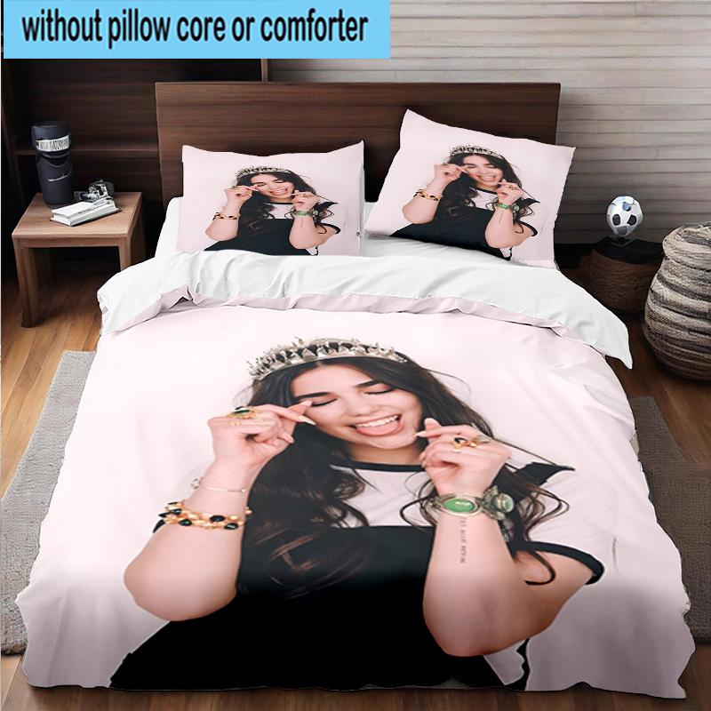 3PCS pop music Dua Lipa 3pcs Bedding,Including 3PCS Duvet Cover And 2pcs Pillowcases Perfect for Christmas,Ideal for Bedroom, Dormitory