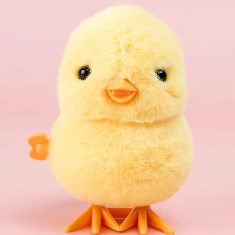 1 Pcs Yellow Jumping Chicken/duck Clockwork Toy Walking Simulation Limb Development Plush Toy Chick Duckling
