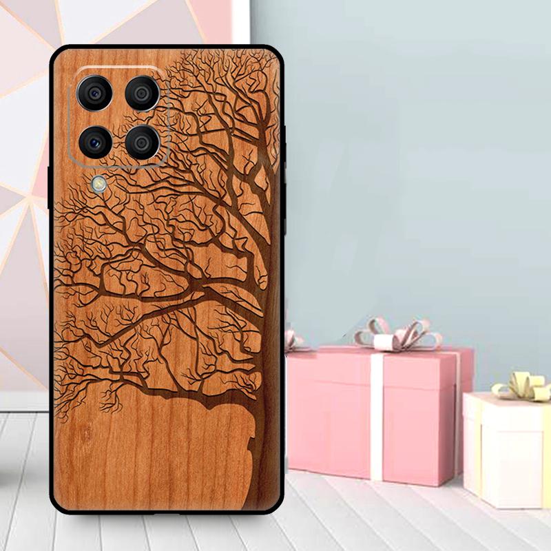 Tree Flower Bamboo Wood Case For Samsung Galaxy M36 M12 M52 M06 M16 M56 M33 M15 M55 M31 M13 M14 M53 M32 M35 M34 M54