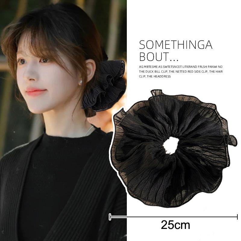 Korean Lace Pleated Scrunchies French Temperament Sweet Large Elastic Hair Band Ponytail Holder Hair Tie Hair Accessories