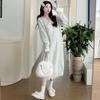 Neues Herbst/Winter Umstands-Strickkleid mit Spitze und Schleife