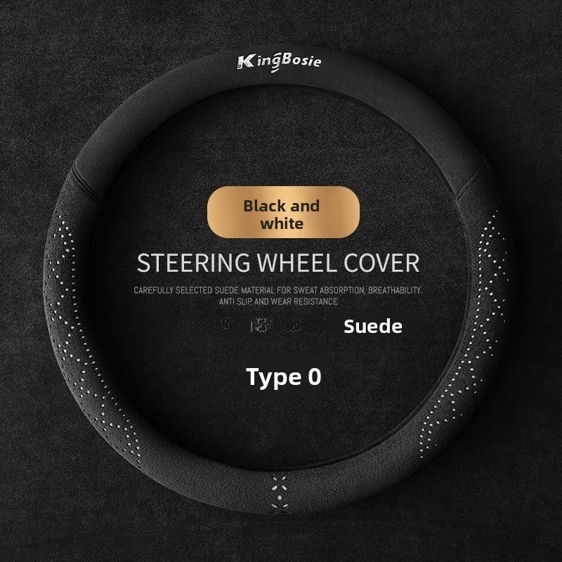 New suede suede leather car steering wheel cover winter warm men s anti-slip sweat-absorbent handle cover