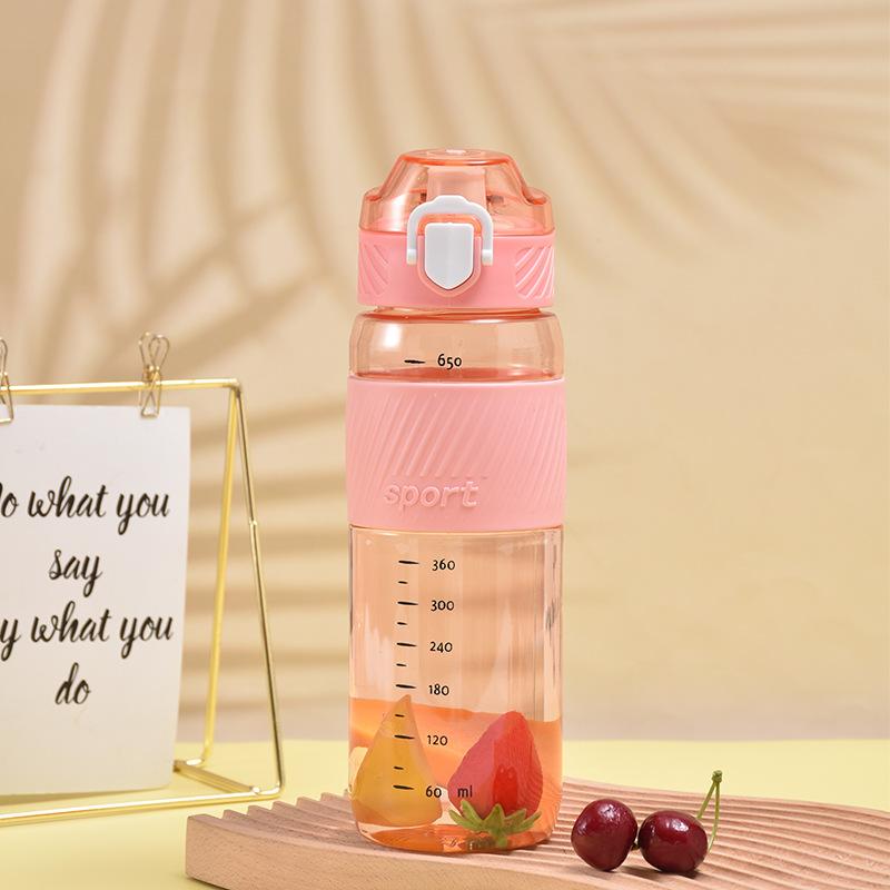 Water bottle fashionable bounce cover sports water cup transparent with scale high value plastic cup car portable cup