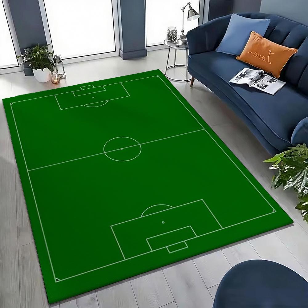 Soccer Ball Green Field Rectangular Rug Nonslip Durable Carpet For Gaming Room Study Living Room Home Party Decor Holiday Gift