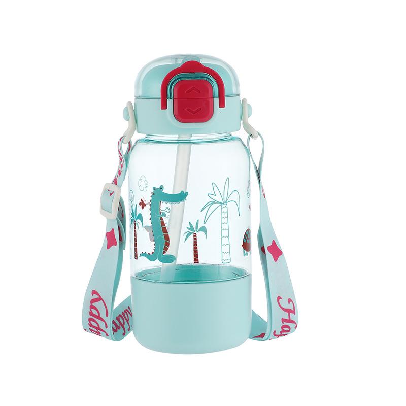 Water bottle straw water cup men and women large capacity high value summer children and students portable plastic drop-proof double drink cute cup