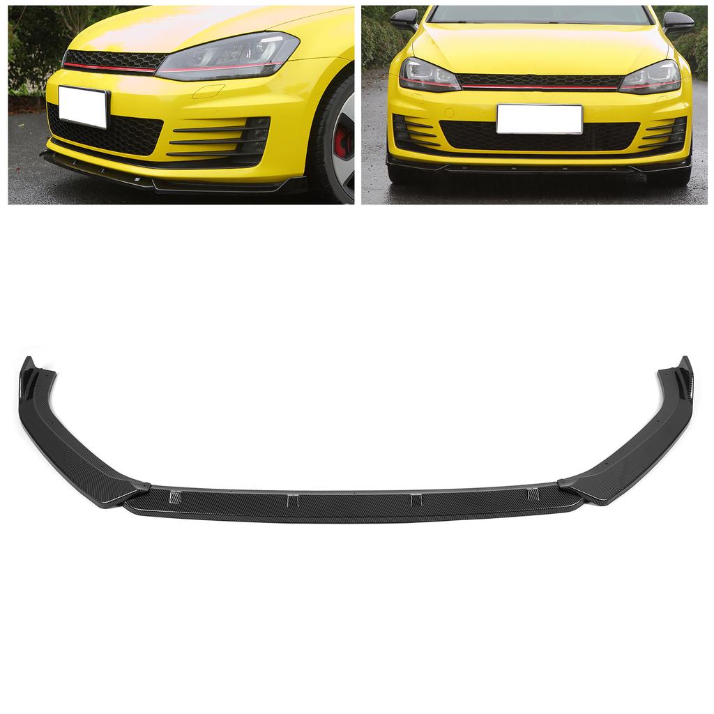 3pcs Maxton Style Front Bumper Splitter Lip ABS UV Protected Replacement for MK7 2013‑2016Carbon Fiber Style