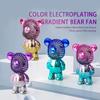 Electroplating Gradual Change Bear Fan Mini Color Graffiti Handheld Fan USB Charging Small Fan Cooling Electric Fans