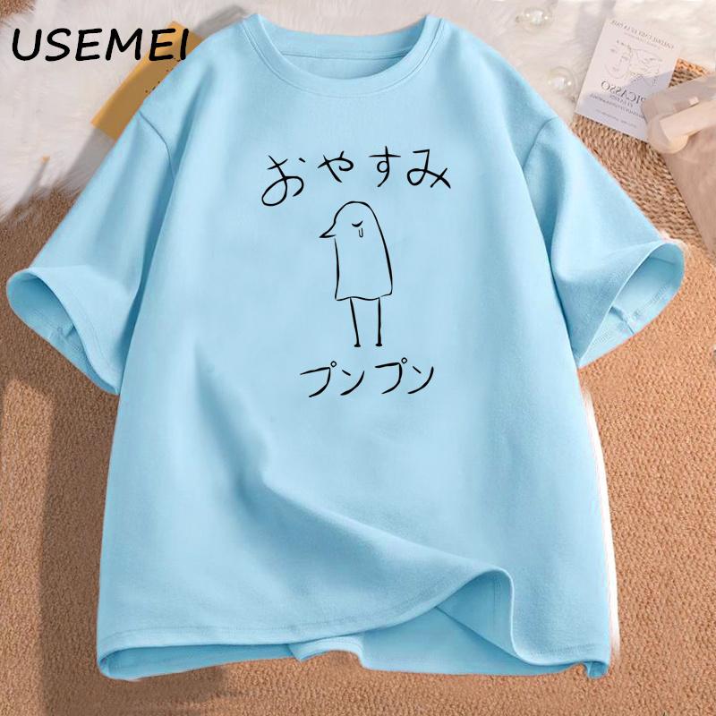

Oyasumi Punpun Duck футболка аниме мультфильм хлопок с короткими рукавами женская футболка Повседневная футболка с круглым вырезом Kawaii топы для девочек S синий