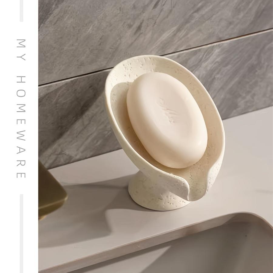 Hotel Travertine Lotus Soap Holder Drainable Bathroom Storage Box Portable Non Metal
