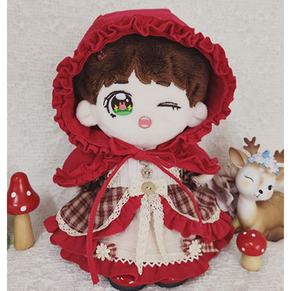 niannyyhouse 20cm Plush Clothes Red Short Cape Dress Cotton Doll Accessories Dress-Up