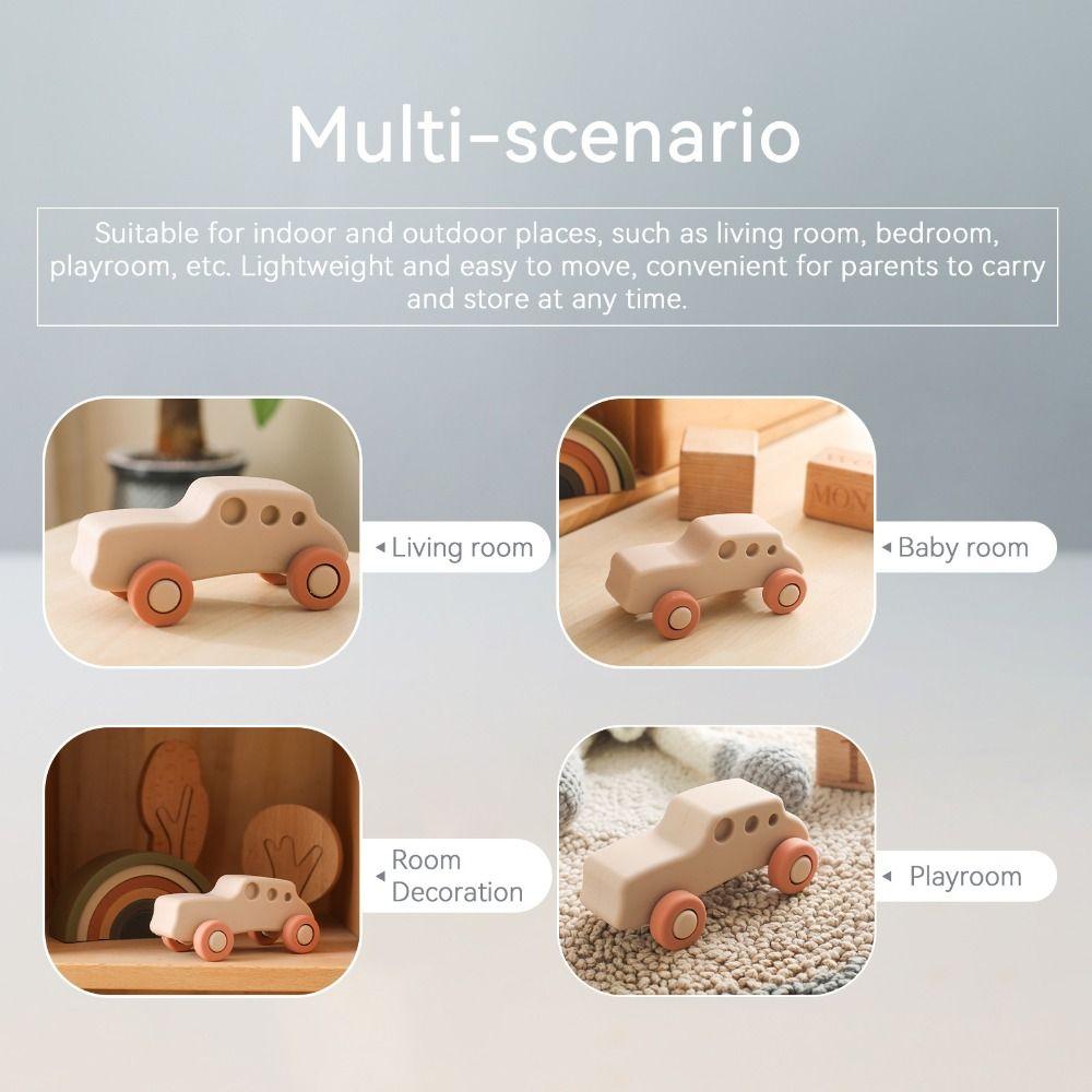 BPA Free Baby Silicone Car Toys Cartoon Montessori Toys Multifunctional Baby Teething Toys