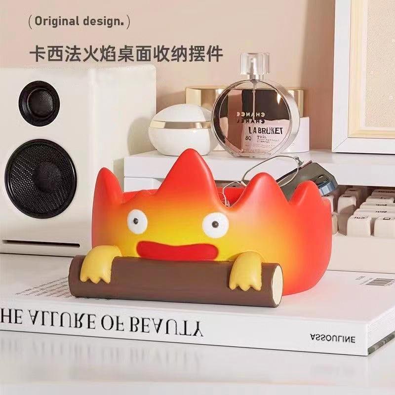 Firewood Decor Key Tray Calcifer Flame New Home Gift Entryway Storage