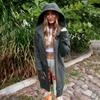 Women's Fashion Jacket Casual Solid-color Long-sleeved Cardigan Hoodie Long Coat