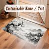 Floral Garden Theme Crystal Velvet Floor Rug Personalized Custom Name Text Warm Carpet Home Decoration