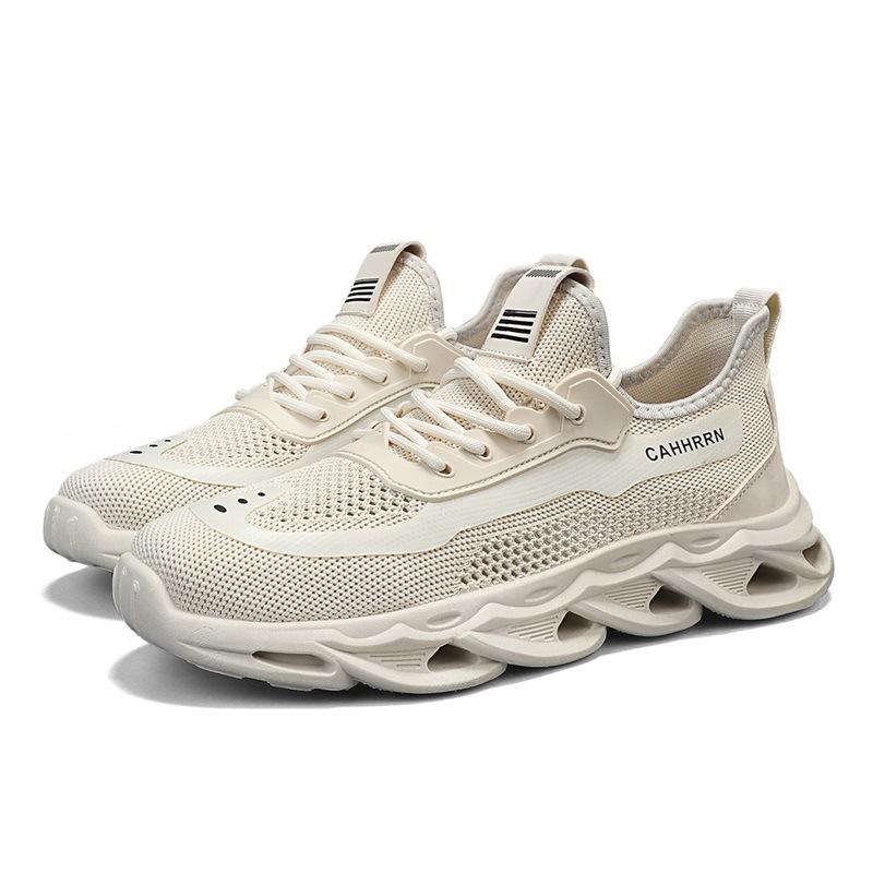 

New summer breathable mesh sneakers men s outdoor running shoes soft sole casual breathable lightweight sneakers 44 бежевый