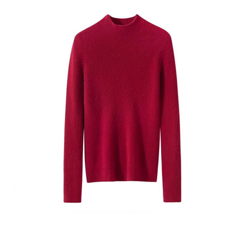 Women's Thick Warm 100% Pure Cashmere Short Slim Fit Half Turtleneck Sweater - Perfect Layering Piece