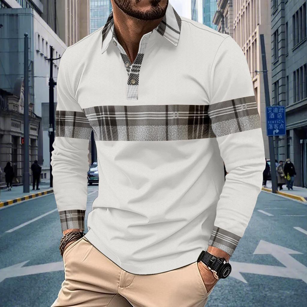 Harajuku Hip-hop Street Style Men's Long-sleeved Lapel Polo Shirt Plus Size Loose Comfortable Long-sleeved Sweatshirt