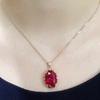 Exquisite Russian 585 Purple Gold Oval Redstone Pendant Luxury Light Luxury Design Rose Gold Plated Elegant Necklace