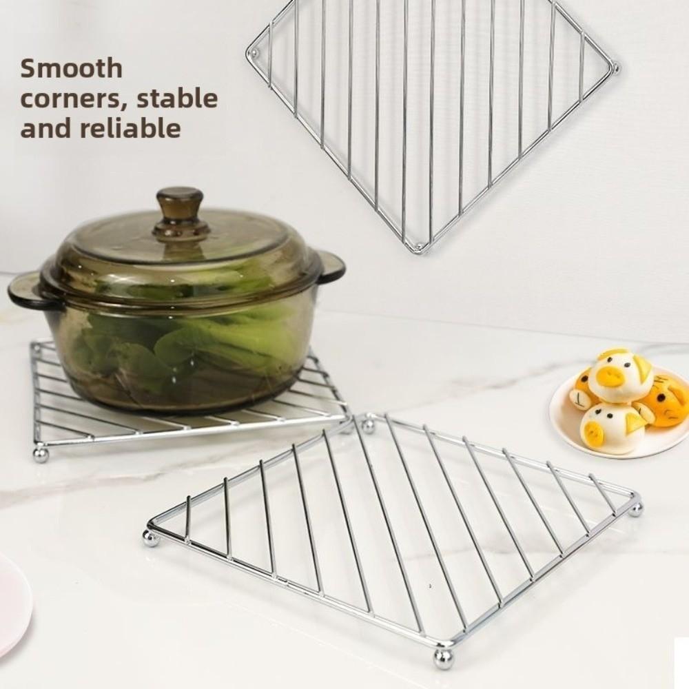 Stainless Steel Pot Holder Heat Resistant Protective Metal Insulation Pad Easy Clean Non Slip Kitchen Tableware Drain Pad
