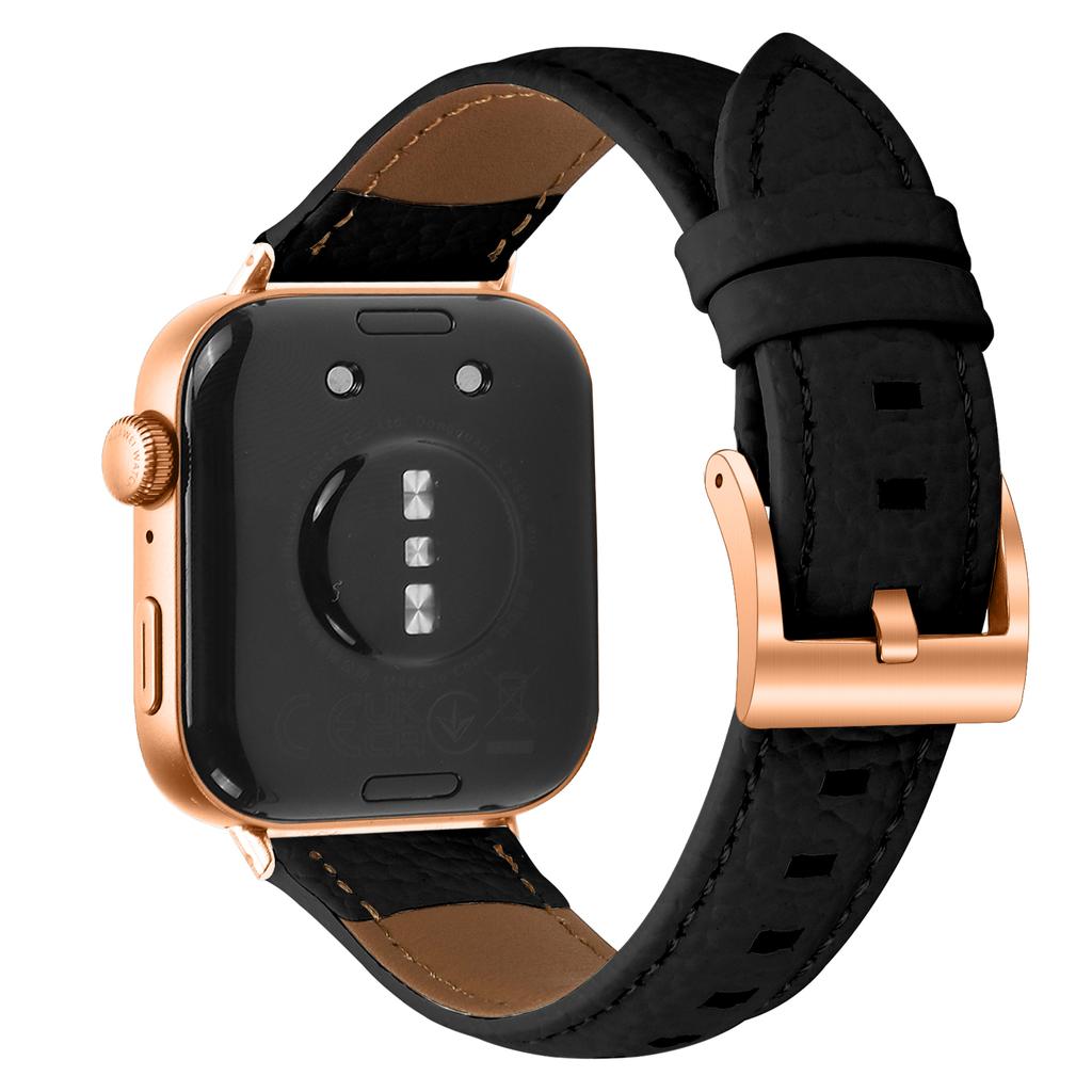 Litchi Textured Genuine Cow Leather Strap with Electroplated Buckle for Huawei Watch Fit 4 Pro/Fit 4/Fit 3 Pointed-End Watch Band