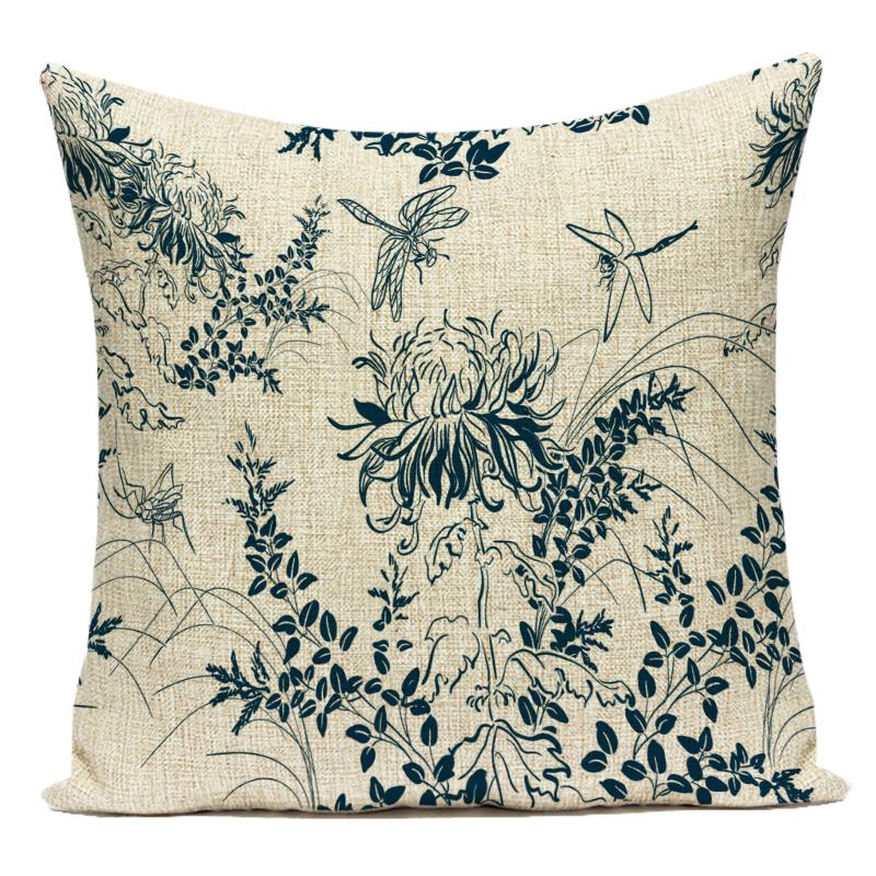 Polyester Cojines Decorativos Para Sofa Farmhouse Decor Flower Floral Pillow Cover Decorative Cushion Cover For Living Room