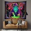 Wall Tapestry Psychedelic Wizard Tapestry Glowing Under Black Light Starry Sky Print Print Tapestry Hanging Cloth for