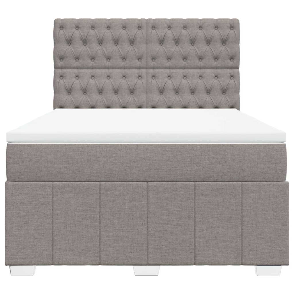 Vidaxl Letto Continentale Con Materasso, Taupe, Tessuto, 140X190 Cm