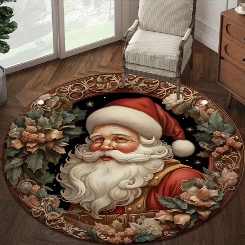 Christmas Tree Decoration Mat Large Area Christmas Circular Carpet Washable Anti Slip Carpet New Year Atmosphere Mat Decoration
