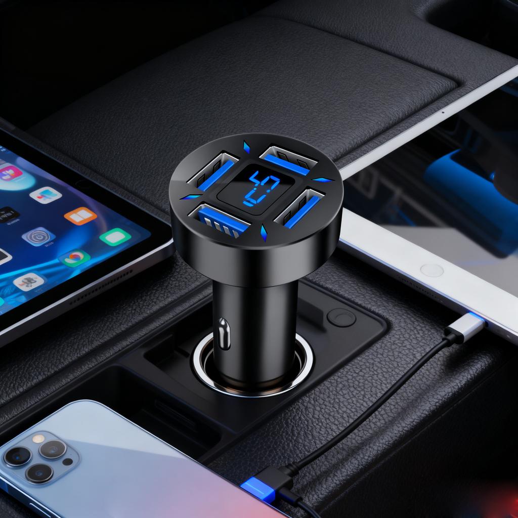 Car Charger 66W Super Fast Charging with USB PD&QC 3.0(Voltmeter&LED Lights) Universal for 12-24V Car Lighter Plug,Compatible with iPhon