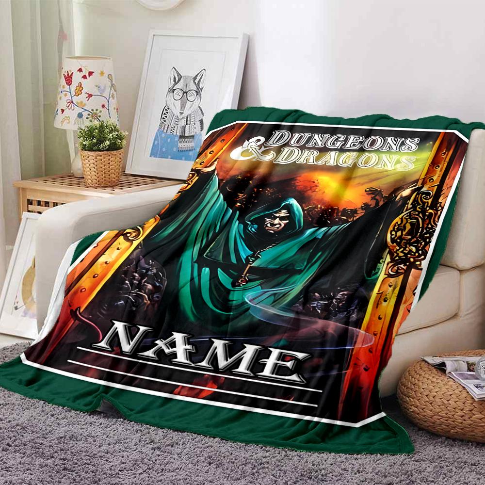 Customiz Name Personality Dungeons & Dragons (4) Blanket Soft &Warm Sofa Office Bed Travel Lunch Break Blanket, Gift Suitable for All Seasons