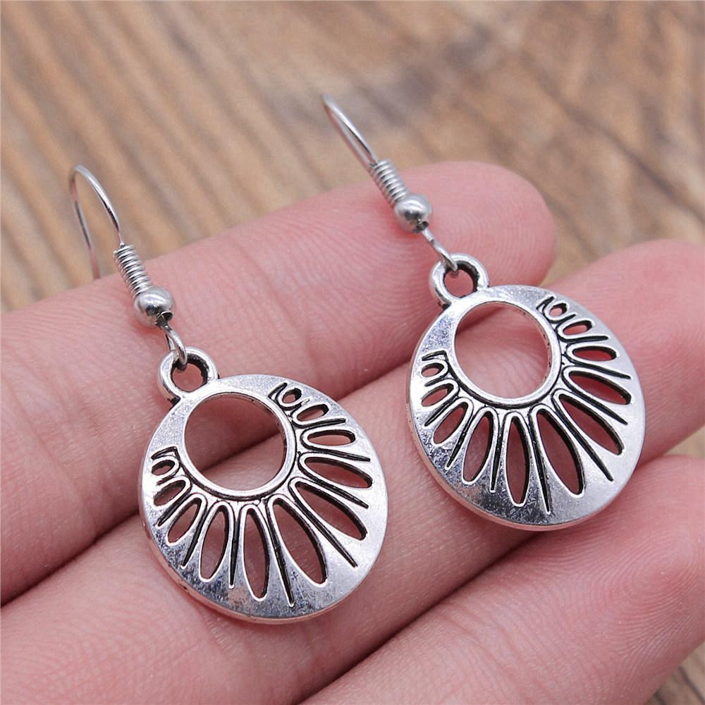 Hängeohrring Pflanze Blume des Lebens Minimalistischer Schmuck Komponenten Ohrringgröße 18x19mm QE020