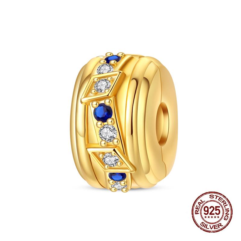 Fashion Copper Color Colorful Zircon Stars Moon Golden Separator Charms Beads Fit 3Mm Original Bracelet Fine Diy Jewelry