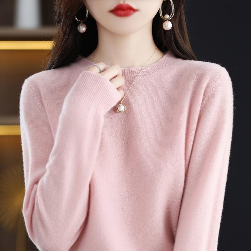 GMXIA Autumn Winter Loose Foreign Air Soft Waxy Chunky Crew Neck Pullover with A Sweater On The Outside
