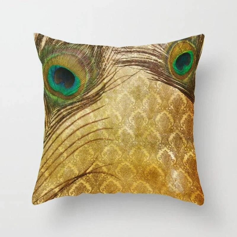 45*45cm Creative Peacock Feather Series Pillowcase Art Life Home Decoration Sofa Office Seat Waist Cushion  Cover